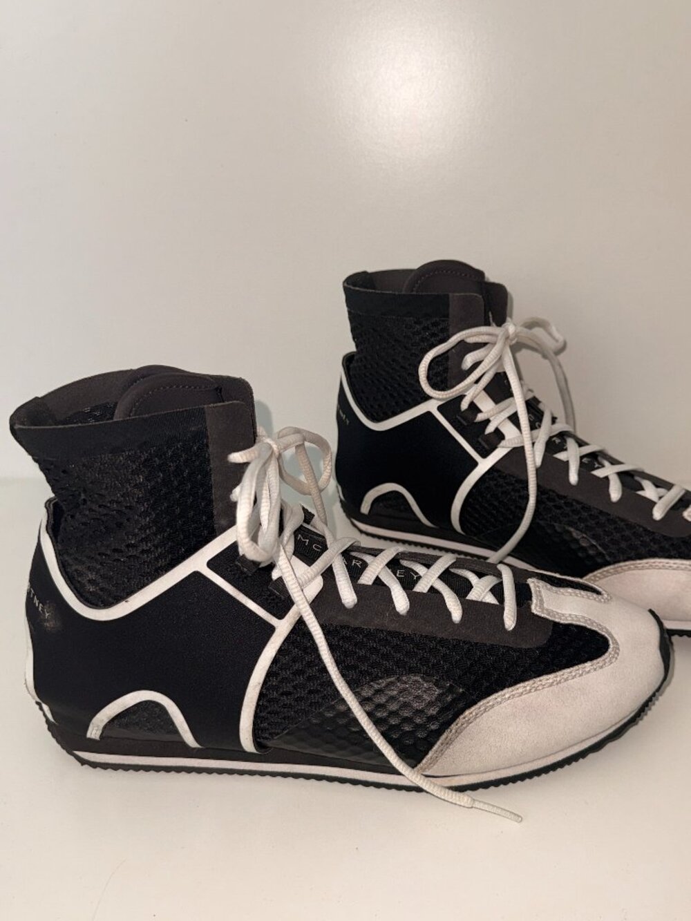 Adidas by Stella McCartney High Top Sneakers Black White | Rare Designer Collab